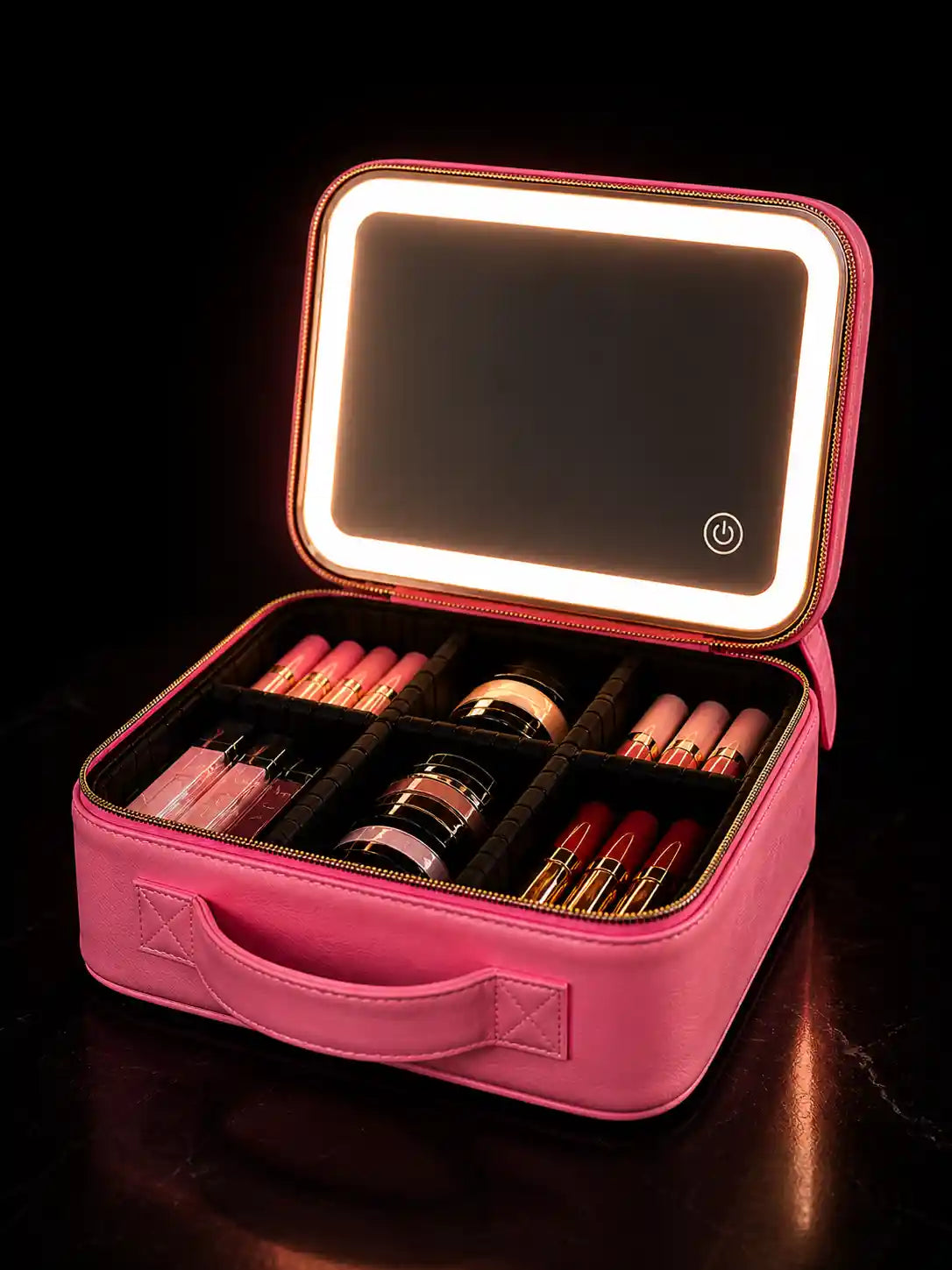 Cosmetiquera Portátil de Lujo Con Espejo Led